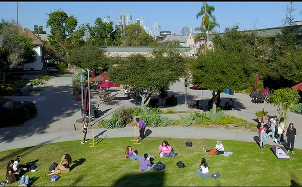 Drone shot of Doheny Campus Lawn.