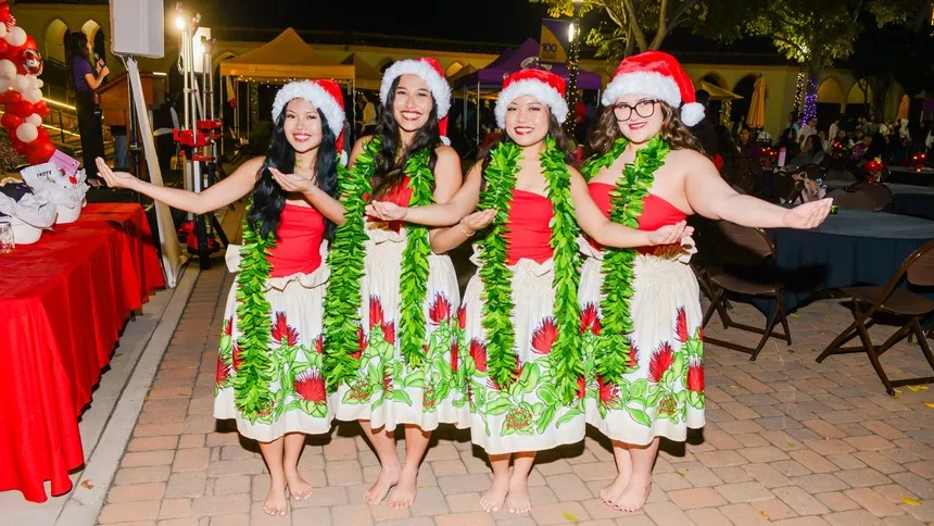 Members of the Hawaiian club Na Pua O Ka ‘Aina after their performance.