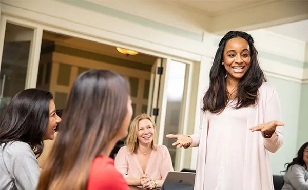 group of faculty dicussing