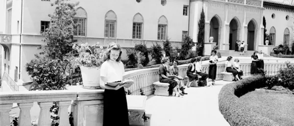 Historical photo of the Chalon Campus and students