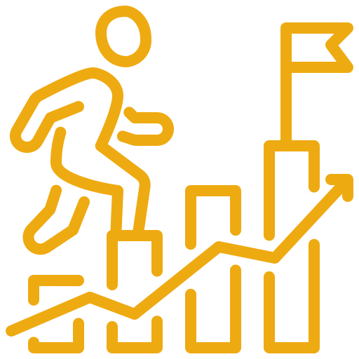 gold icon of figure climbing career bars